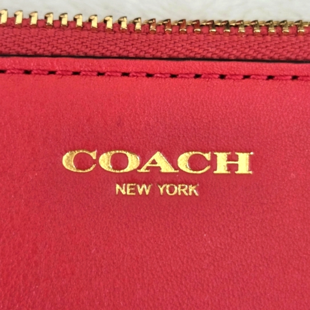 COACH NY Leather Zippered Pouch Clutch Tablet Sleeve Scarlet Red NWT - Picture 8 of 15
